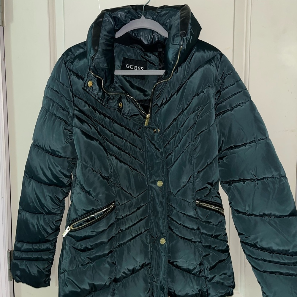GUESS Women's Green Puffer Jacket
